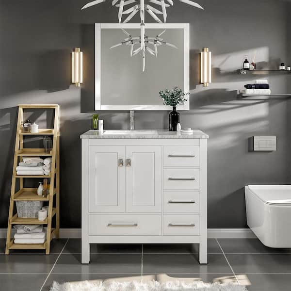 Eviva London 38 In. W X 18 In. D X 34 In. H Bathroom Vanity In White ...