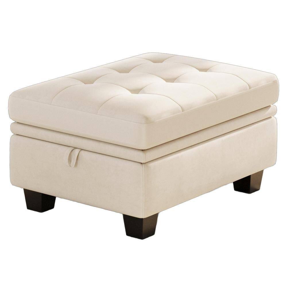 Velvet Rectangle Storage Ottoman Large Ottoman
