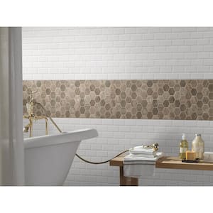 Driftwood Brown Hexagon 12 in. x 13.25 in. Matte Recycled Materials Mesh-Mounted Mosaic Tile (0.98 sq. ft./Each)