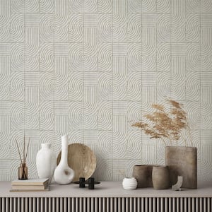 Tile Block Stone White Removable Peel and Stick Vinyl Wallpaper, 28 sq. ft.