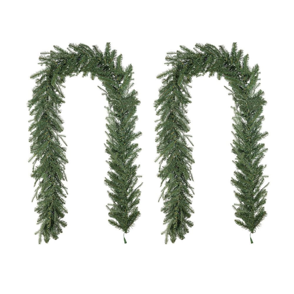 9 ft. Pre-Lit Greenery Pine Garland with 200 White/Multi-Color Twinkling Lights, 10 Function (Set of 2) price history on PriceWatchPro