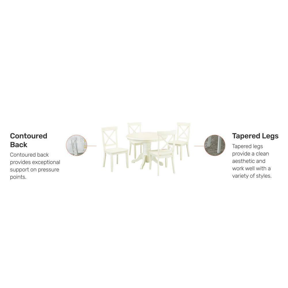 Antique White Round Pedestal Dining Set with 4 Chairs