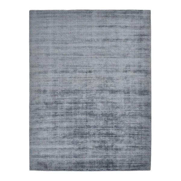 Solo Rugs Milo Contemporary Solid Steel 9 ft. x 12 ft. Hand-Knotted Area Rug