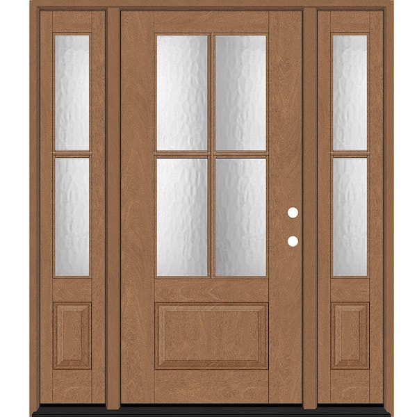 Regency 68 in. x 80 in. 3/4Lite 4SDL Oasis Deco Glass LHIS Prefinish AutumnWht Fiberglass Prehung Front Door w/2_ 14inSL
