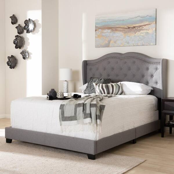 Baxton Studio Aden Gray King Bed 149, Gray Tufted King Bed Frame