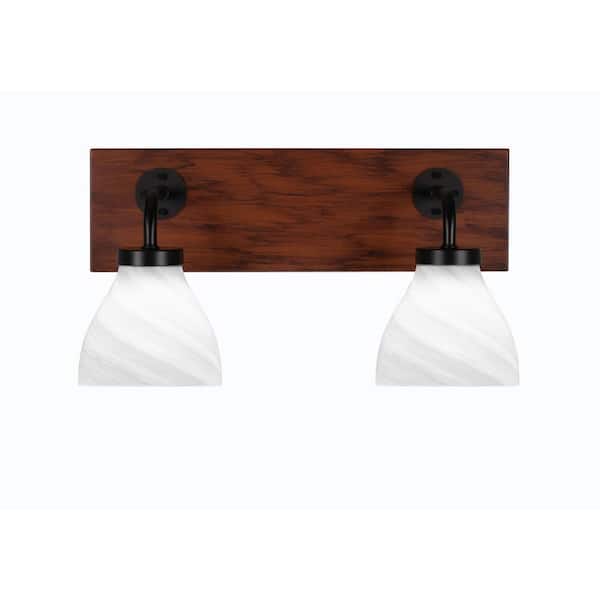 Unbranded Kirby 16.75 in. 2-Light Matte Black and Painted Wood-look Metal Vanity Light