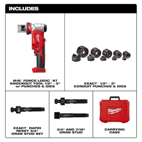 M18 18V Lithium-Ion Cordless FORCE LOGIC 1/2 in.-2 in. 6 Ton Knockout Tool