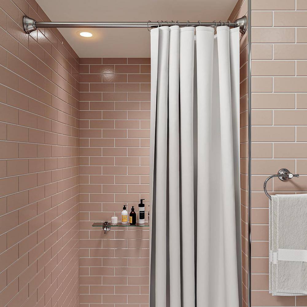 Adjustable Brushed Nickel Tension Shower Curtain Rod 40-72in