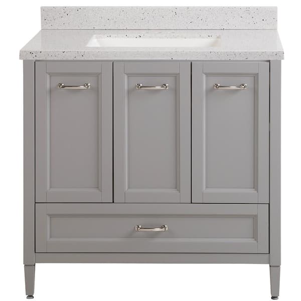 Home Decorators Collection Claxby 37 In W X 22 D Bath Vanity Sterling Gray With Solid Surface Top Silver Ash White Sink Cb36p2v2 St - Home Decorators Collection Claxby 36 In Vanity