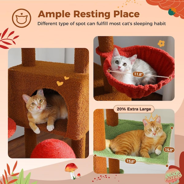 cenadinz 90.5 in.-100.4 in. Brown Tall Cat Tree Floor to Ceiling