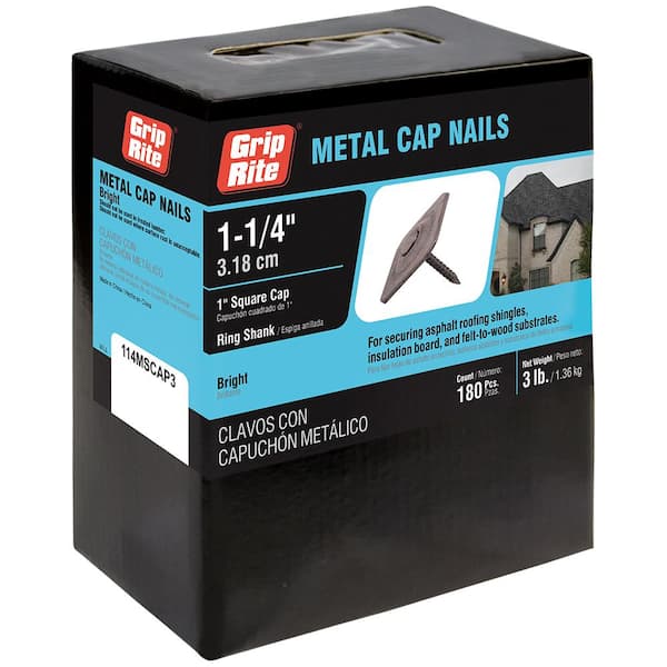 Grip-Rite #12 x 1-1/4 in. Metal Square Cap Roofing Nails (3 lb.-Pack)