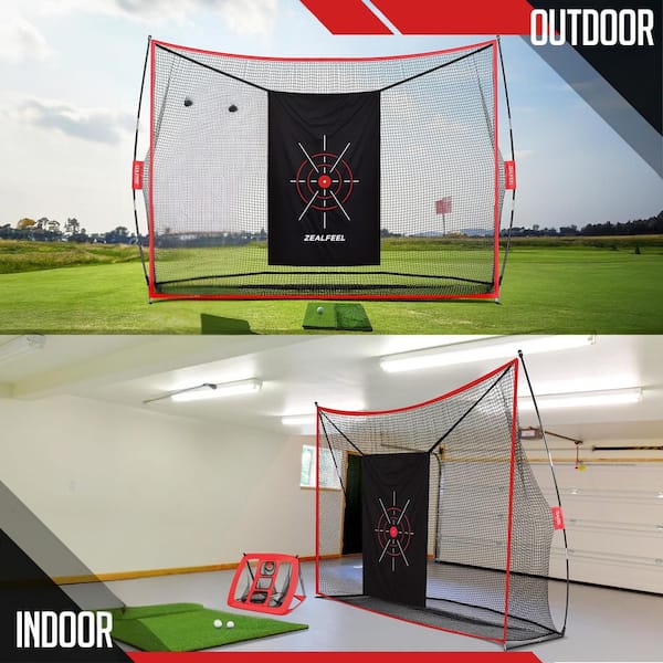 ZEALFEEL Golf Practice Net 10x7FT with Chipping Target, Mat, Balls