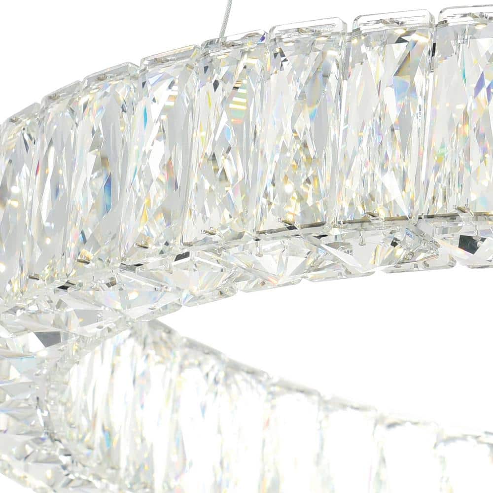 Madeline 3-Ring Chrome Crystal LED Chandelier 32"