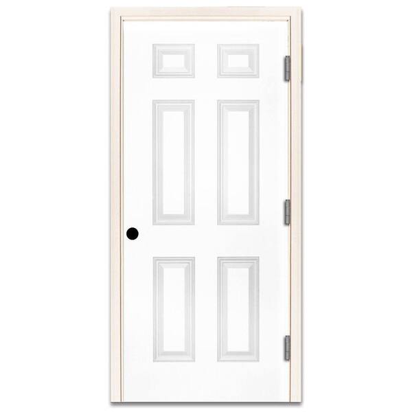 Steves & Sons 32 in. x 80 in. Element Series 6-Panel Left-Hand Outswing White Primed Steel Prehung Front Door