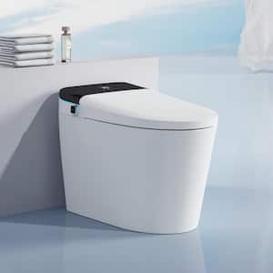One-Piece Luxury Smart Toilet 1.32 GPF Auto Single Flush Round Toilet in White with Warm Water, Remote Control