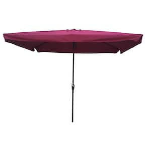 SERGA 10 ft. x 6.5 ft. Market Patio Umbrella with Push Button Tilt And Crank in Fuchsia