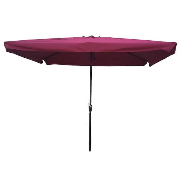Unbranded SERGA 10 ft. x 6.5 ft. Market Patio Umbrella with Push Button Tilt And Crank in Fuchsia