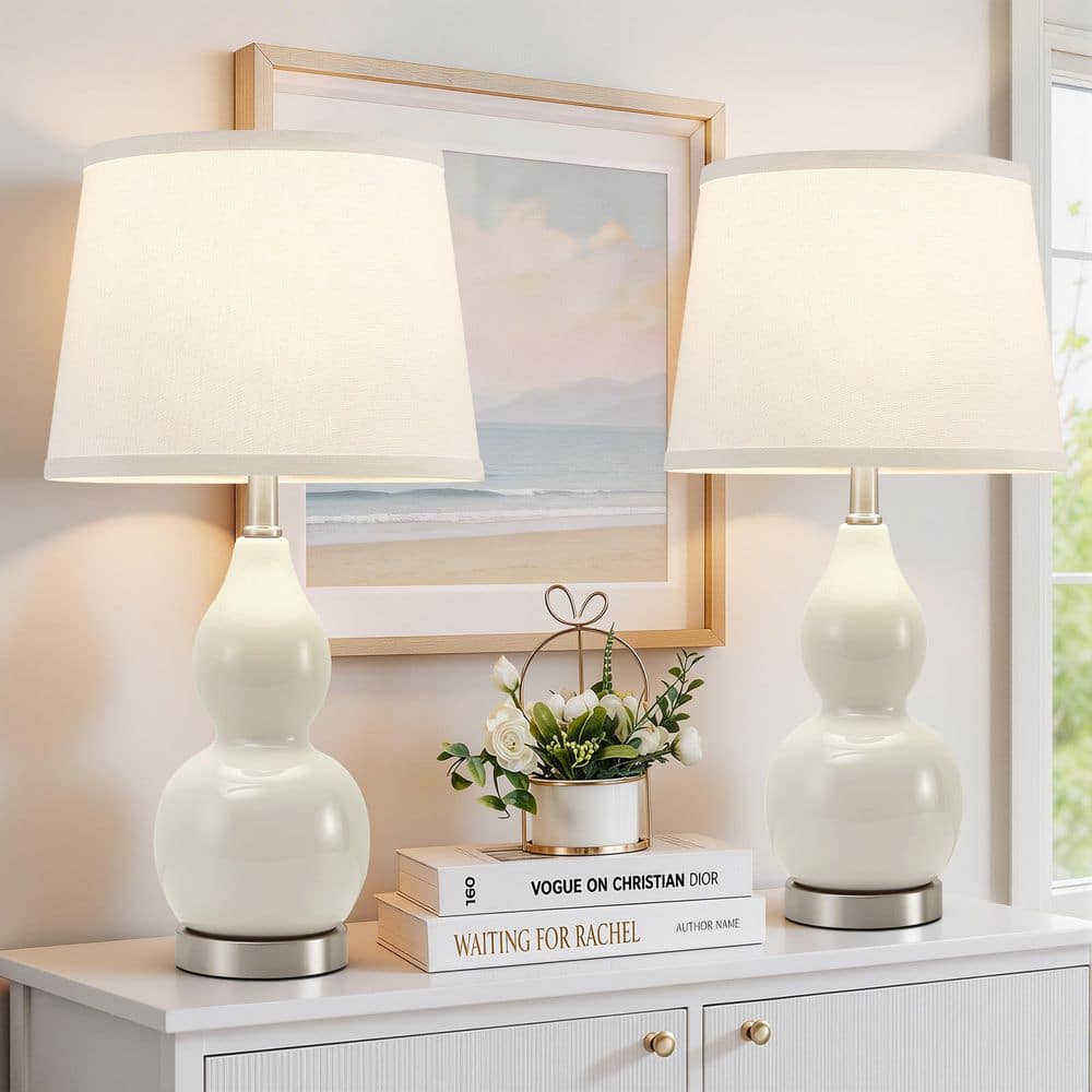 22.63 in. Cream Table Lamp Set, Color Temperature Adjustable Double Gourd for the Bedroom and Living Room. (Set of 2) price history on PriceWatchPro