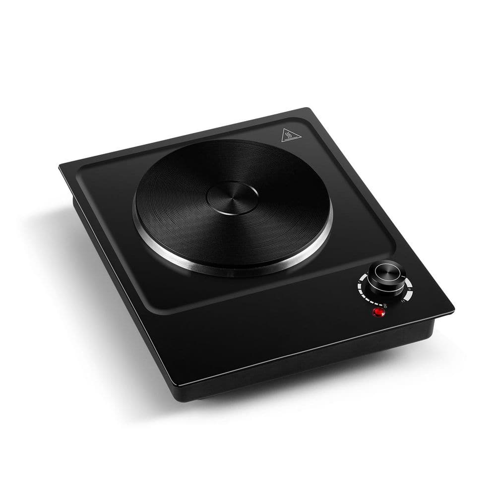 Single Burner 7.4 in. Cast Iron Hot Plate with Indicator Light and 11 Temperature Control in Black