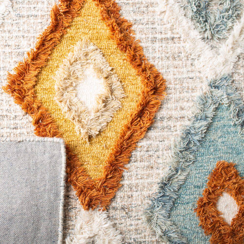 Hand-Knotted Blue Wool Tribal Area Rug - 4' x 6'