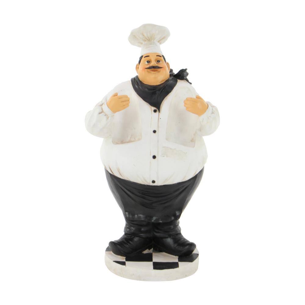 White Polystone Chef Sculpture with Wine Holder Slots