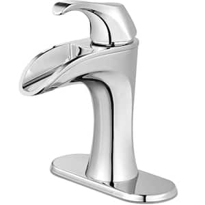 Brea Single Handle Single Hole Bathroom Faucet with Deckplate in Polished Chrome
