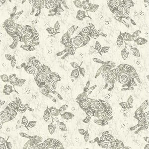 Bunny Hop Pewter Vinyl Peel and Stick Wallpaper Roll (Covers 30.75 sq. ft.)