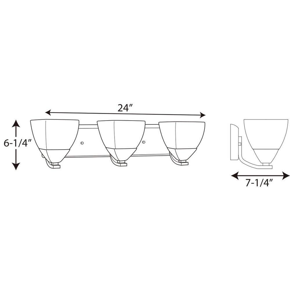 Brushed Nickel 3-Light Bath Vanity with Etched White Glass Shades