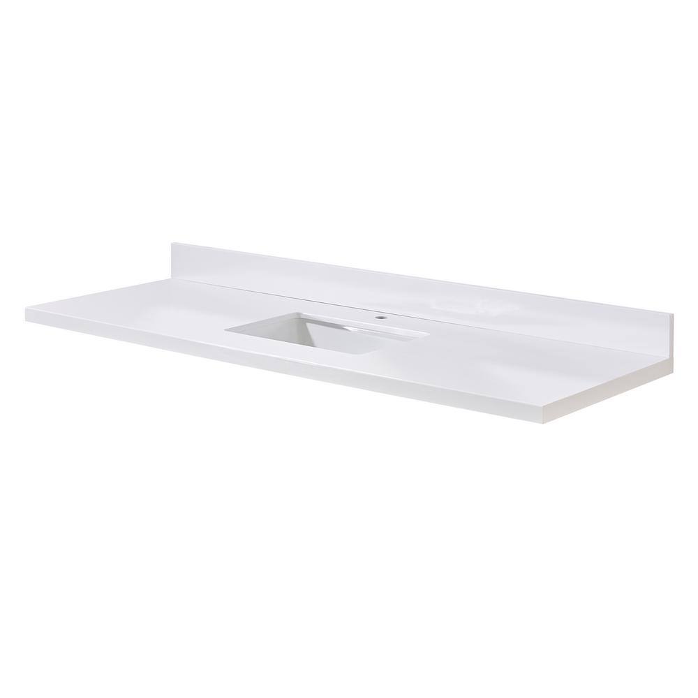 61'' Snow White Ceramic Bathroom Vanity Top with Sink