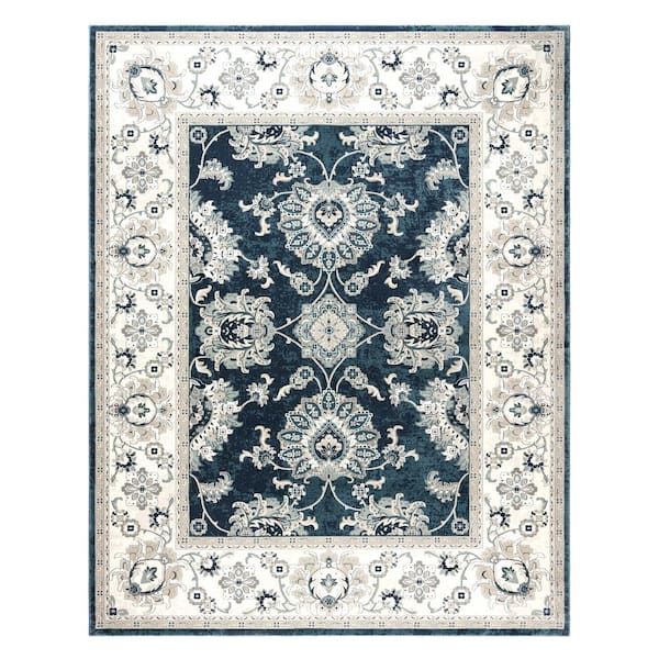 Majestic Moena Blue 9 ft. x13 ft. Oriental Indoor Area Rug