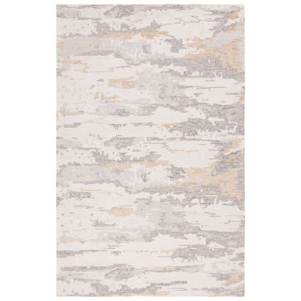SAFAVIEH Abstract Ivory/Gray 4 ft. x 6 ft. Distress Striped Area Rug