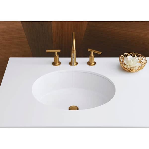 KOHLER Verticyl Oval Vitreous China Undermount Bathroom Sink in White with Overflow Drain