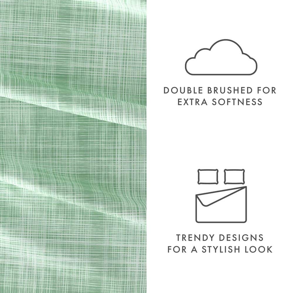 Forest Green Queen Microfiber Sheet Set with Thatch Print