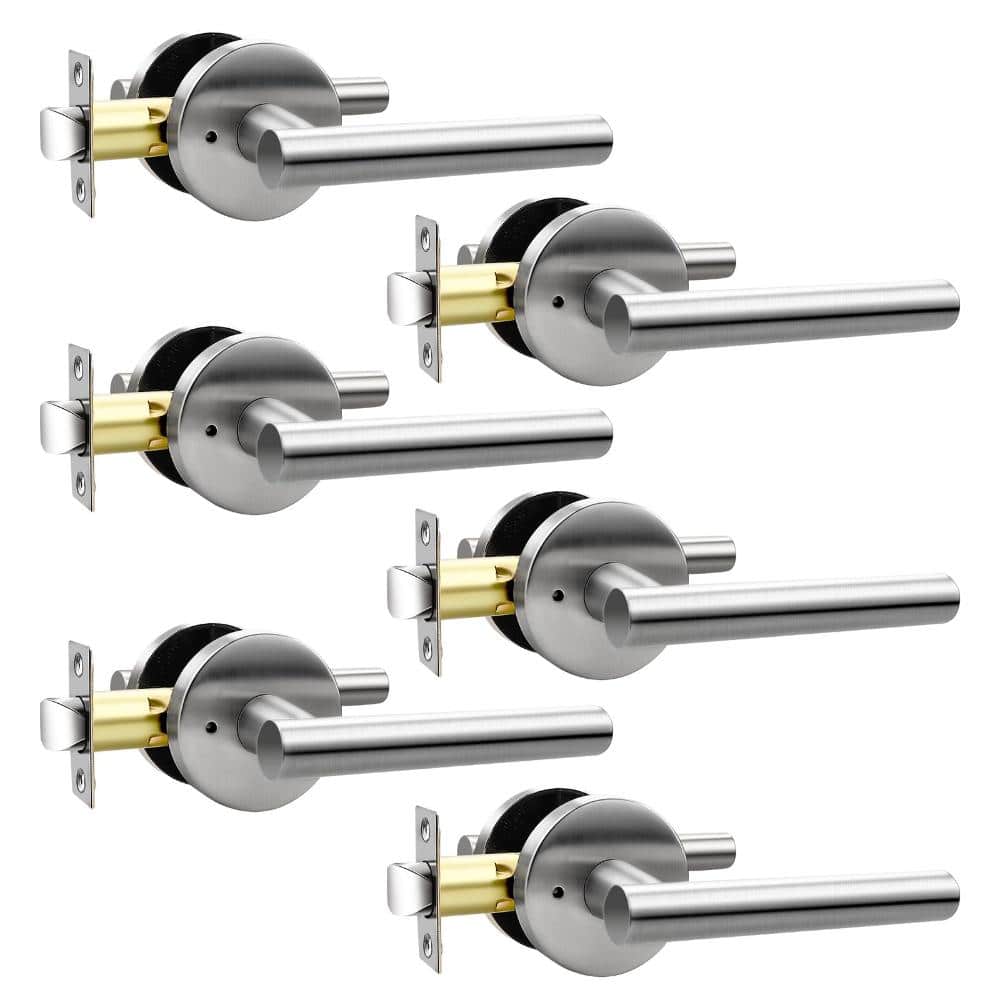 Privacy Interior Door Handles Stain Nickel 304 Stainless Steel Keyless Door Levers for Bathroom Bedroom 6 Pack price history on PriceWatchPro