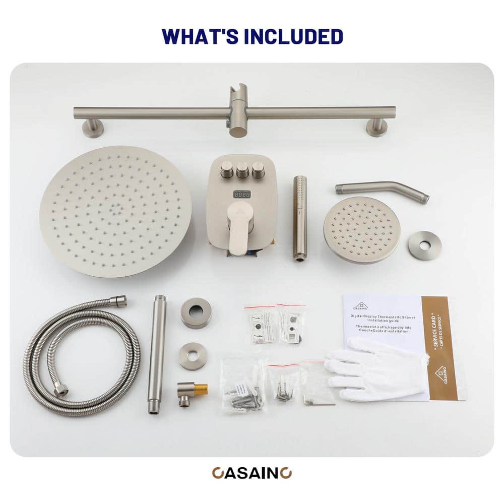 Brushed Nickel Dual Showerhead System with Digital Display