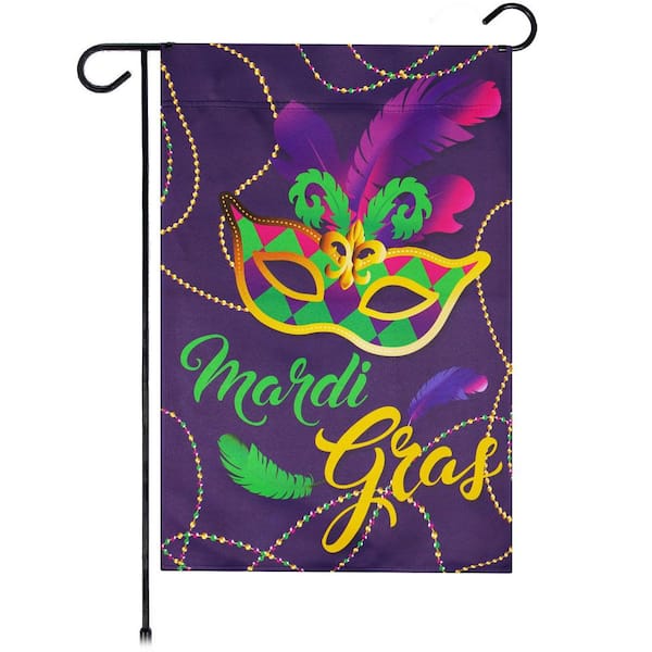1 ft. x 1.5 ft. Polyester Mardi Gras Masquerade Mask 2-Sided Garden Flag Printed Blockout