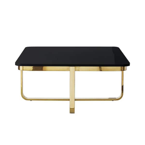 HomeRoots 35.4 in. Black Square Wood Coffee Table with Storage