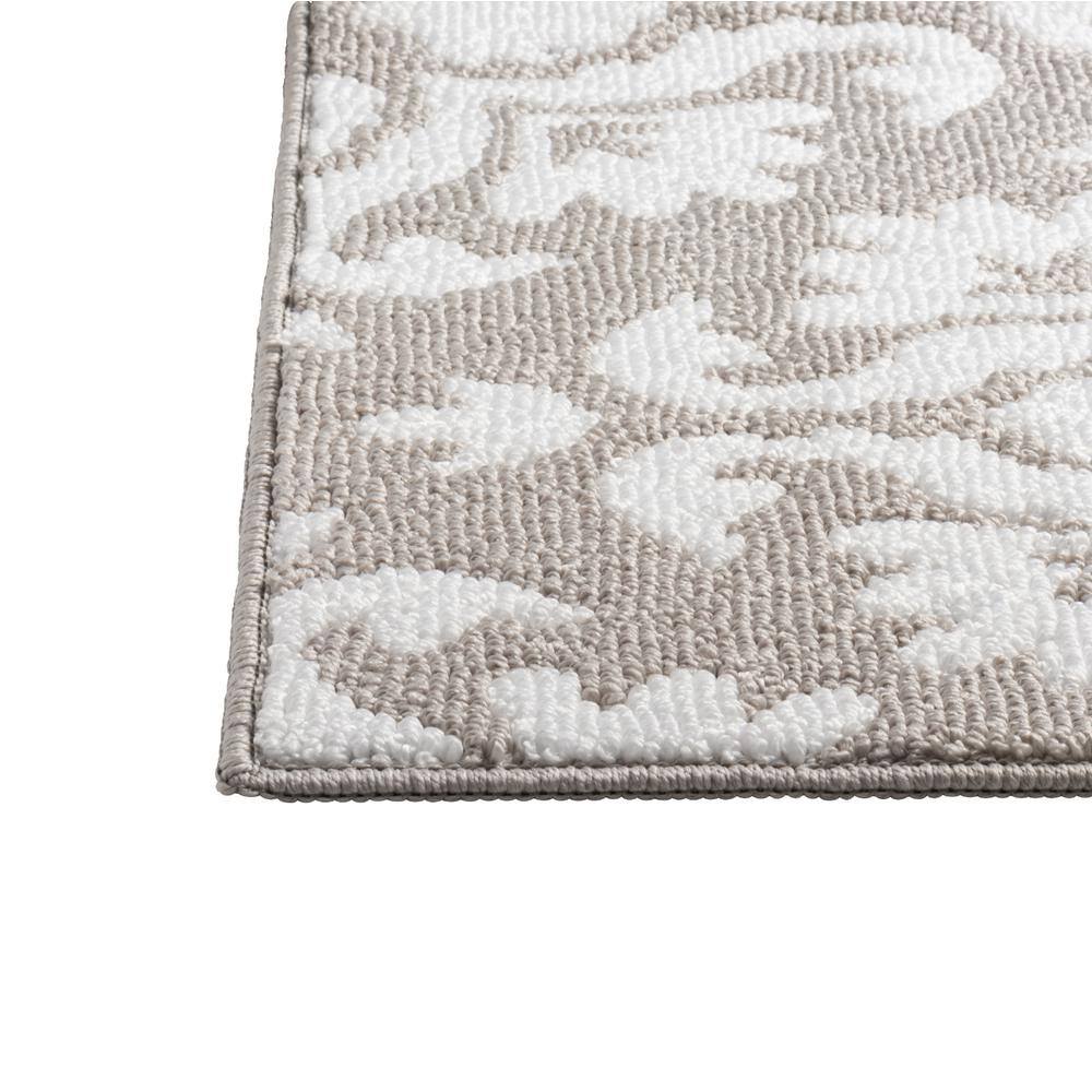 Light Grey and White Geometric Washable Accent Rug