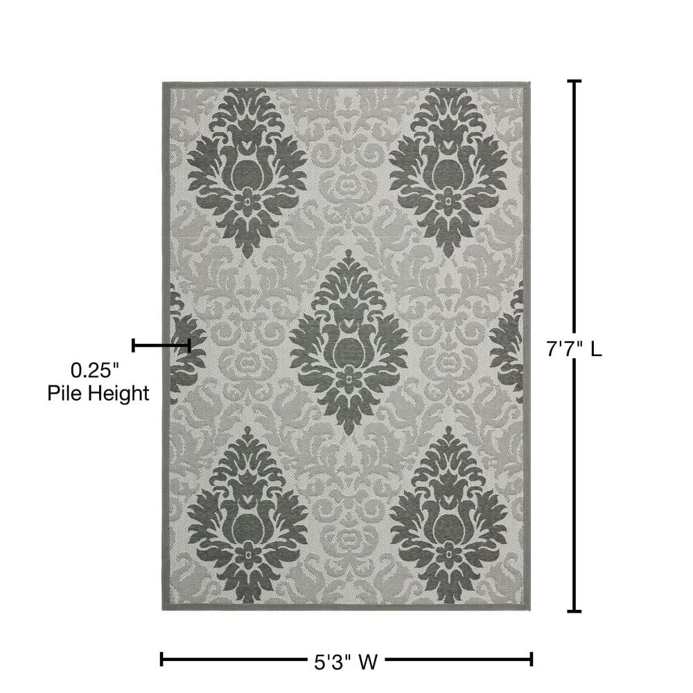 Light Grey and Anthracite Synthetic Rectangular Area Rug