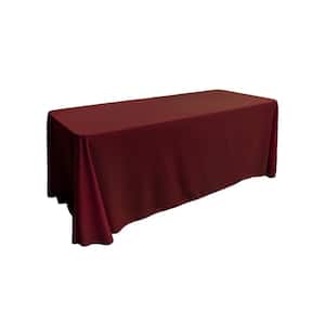 90 in. x 156 in. Burgundy Polyester Poplin Rectangular Tablecloth