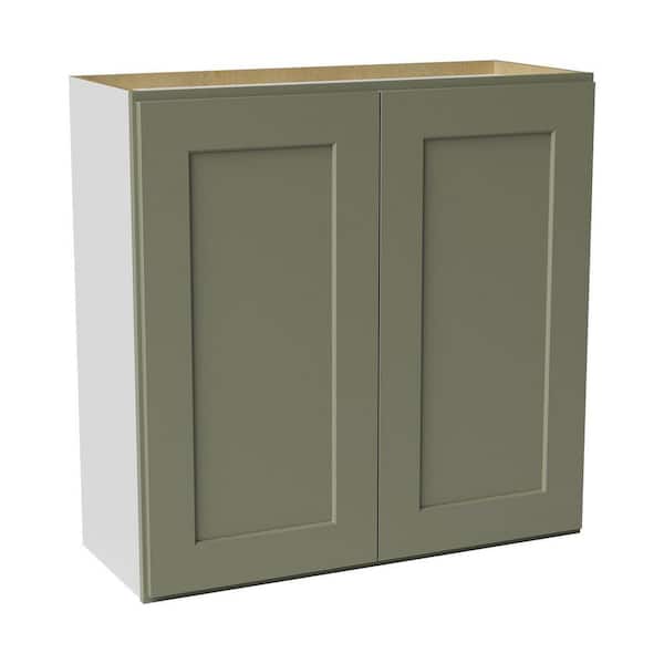 30 in. W x 12 in. D x 30 in. H Ready to Assemble Solid Wood Shaker Wall Kitchen Cabinet in Sage Green