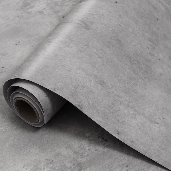 Arco Cement Concrete Vinyl Peel and Stick Wallpaper Roll Light Grey Self Adhesive Contact Paper (Covers 36 sq. ft.)