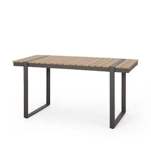 Chaves Natural and Gray Aluminum Outdoor Patio Dining Table
