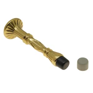 4 in. Solid Brass Ribbon and Reed Arrow Base Door Stop in Polished Brass