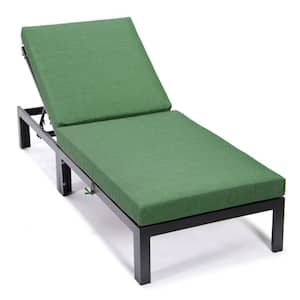 Chelsea Modern Aluminum Outdoor Chaise Lounge Chair with Green Cushions