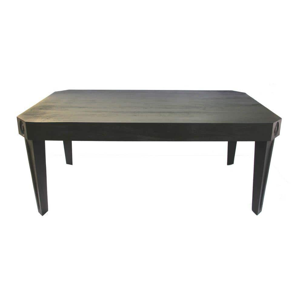 Benjara 42 In. Black Acacia Wood Top 4 Legs Dining Table With Cut Out ...