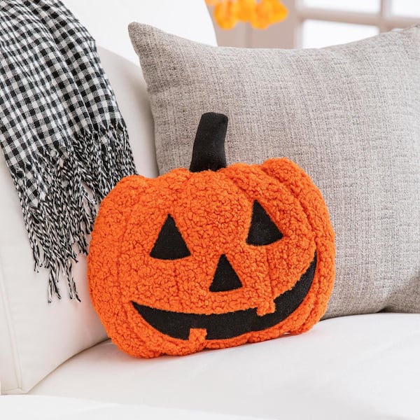 Evergreen Enterprises 13 in. Shaped Pillow with Embroidering, Jack-O-Lantern