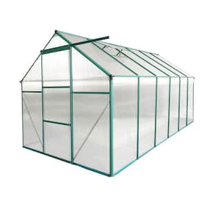 74.8 in. W x 146.06 in. D x 76.77 in. H Green Metal Greenhouse Raised Base