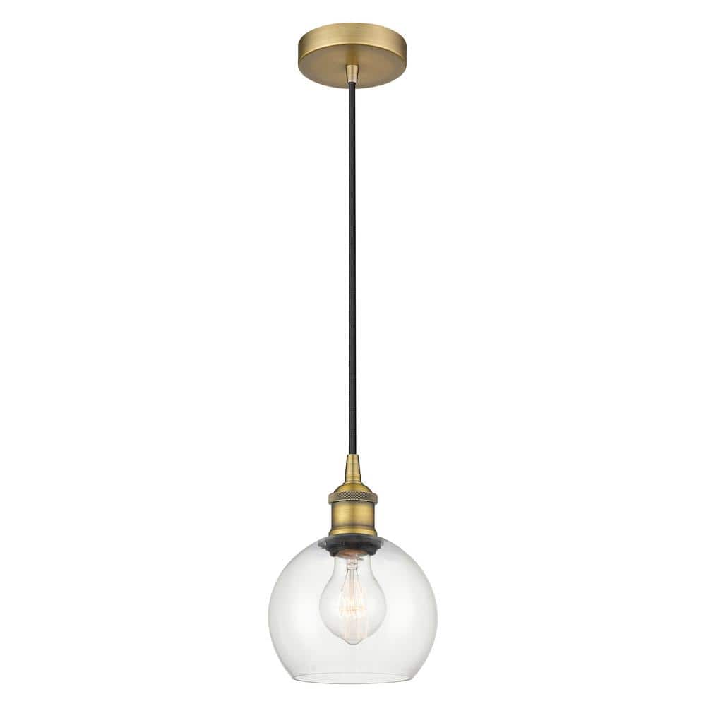 Athens 60-Watt 1-Light Brushed Brass Standard Mini Pendant Light with Clear Glass Shade, No Bulbs Included price history on PriceWatchPro
