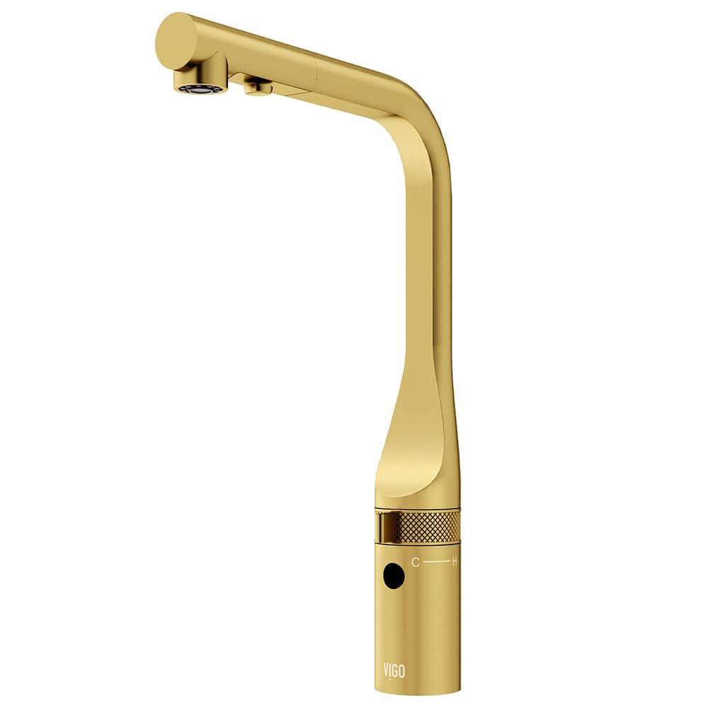 VIGO Jewel Touchless Sensor 15 in. Single Handle Pull-Out Kitchen Faucet in Matte Brushed Gold